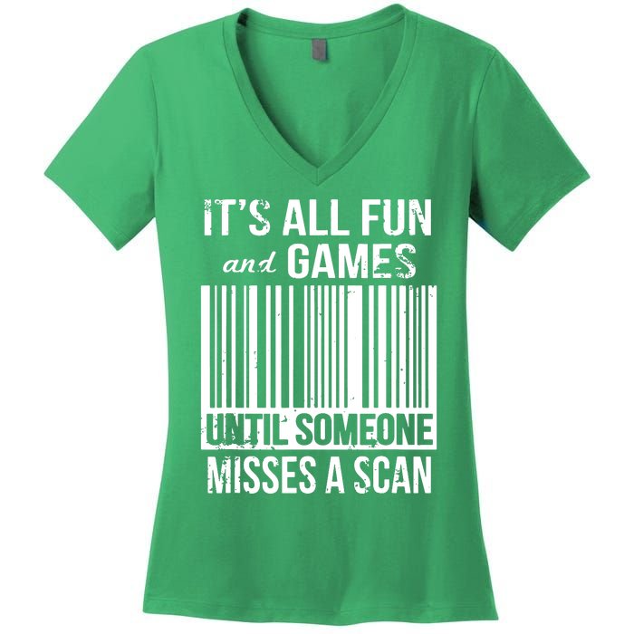 Misses A Scan Postal Worker Women's V-Neck T-Shirt