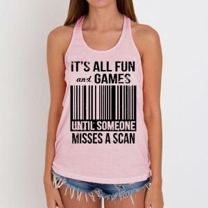 Misses A Scan Postal Worker Women's Knotted Racerback Tank