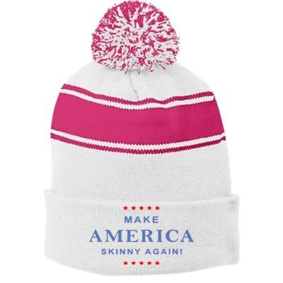 Make America Skinny Again Stripe Pom Pom Beanie