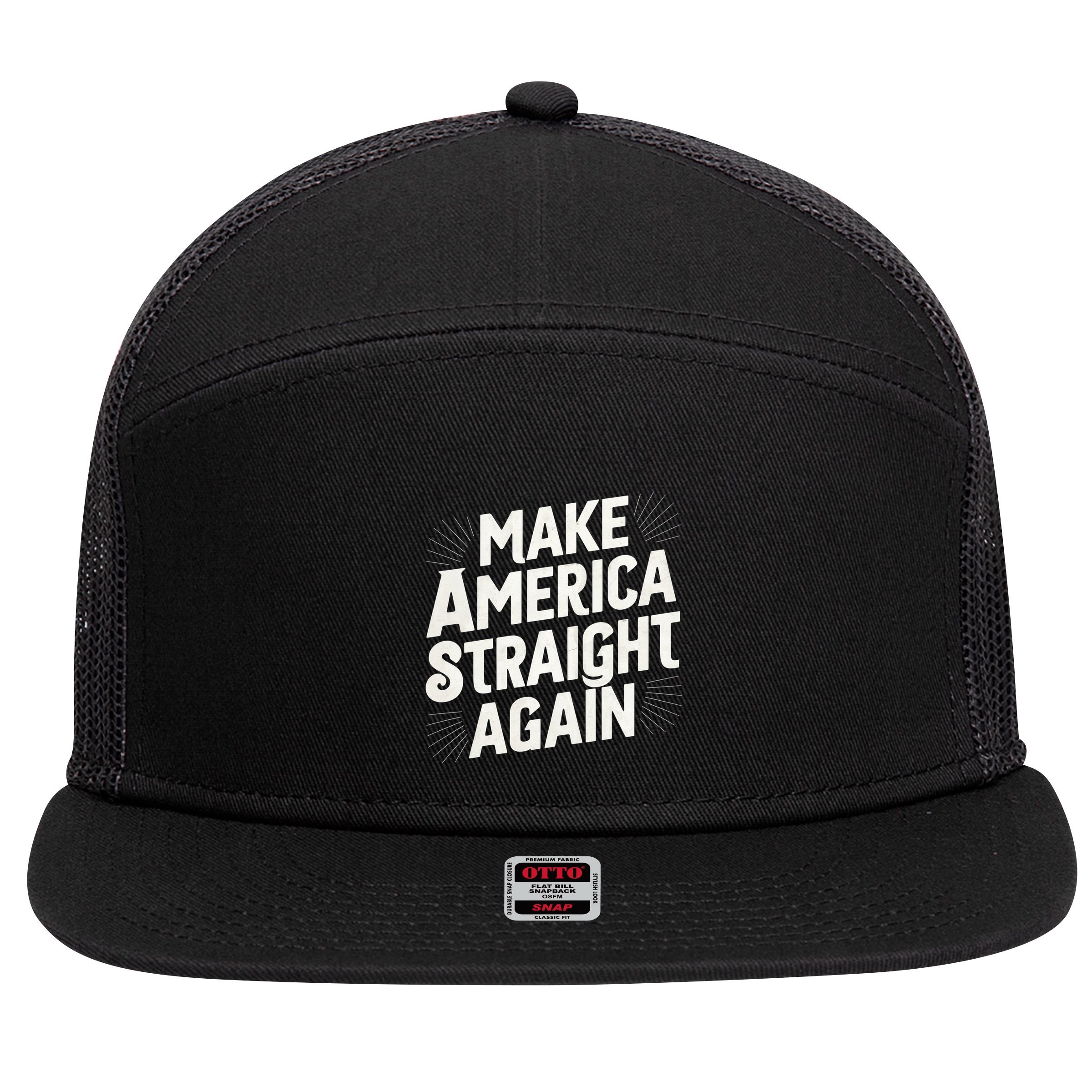 Make America Straight Again 7 Panel Mesh Trucker Snapback Hat