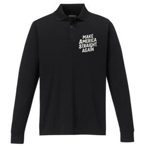 Make America Straight Again Performance Long Sleeve Polo