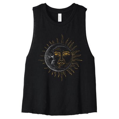 Moon And Sun Astronaut Women's Racerback Cropped Tank