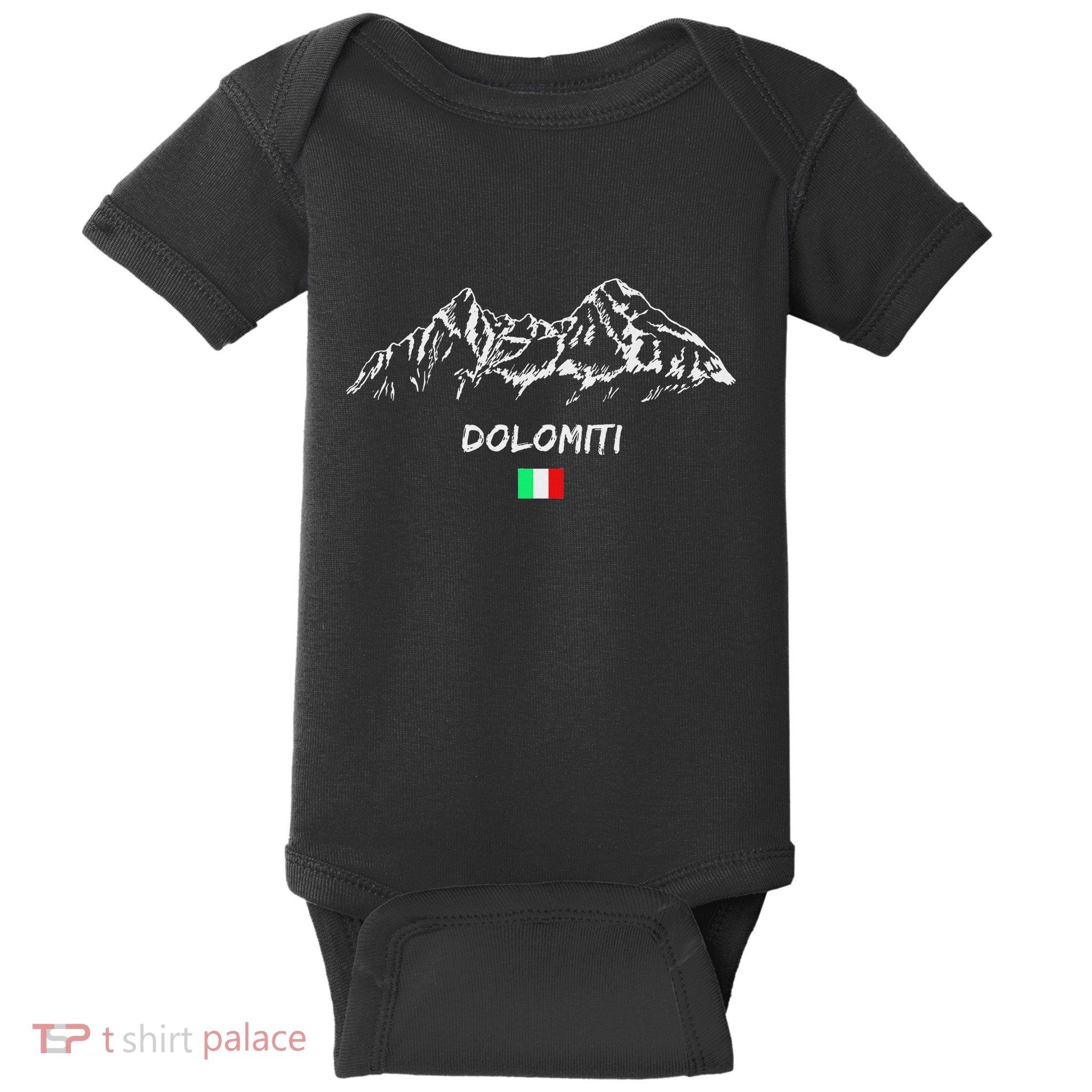 Mountain Alps Silhouette Dolomites Nature Italy Flag Mountain Baby Bodysuit