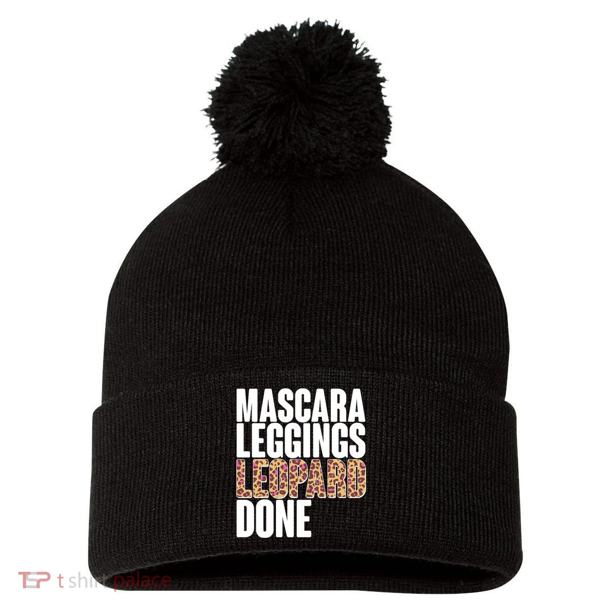 Mascara Leggings Leopard Done  Pom Pom 12in Knit Beanie