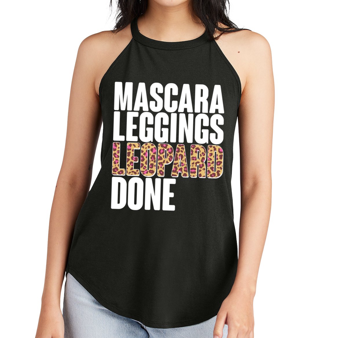 Mascara Leggings Leopard Done  Women's Perfect Tri Rocker Tank