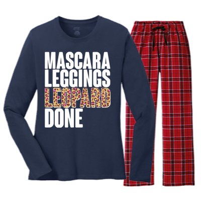 Mascara Leggings Leopard Done  Women's Long Sleeve Flannel Pajama Set 