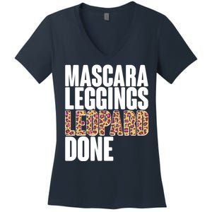 Mascara Leggings Leopard Done  Women's V-Neck T-Shirt