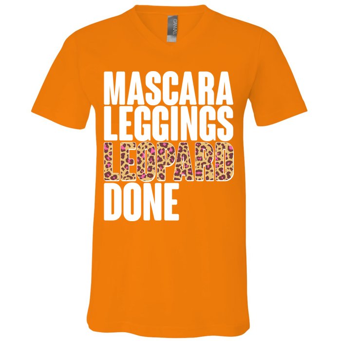 Mascara Leggings Leopard Done  V-Neck T-Shirt