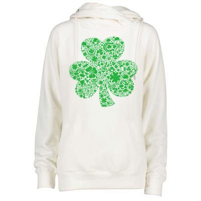 Mash-Up Irish Clover Womens Funnel Neck Pullover Hood