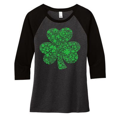 Mash-Up Irish Clover Women's Tri-Blend 3/4-Sleeve Raglan Shirt