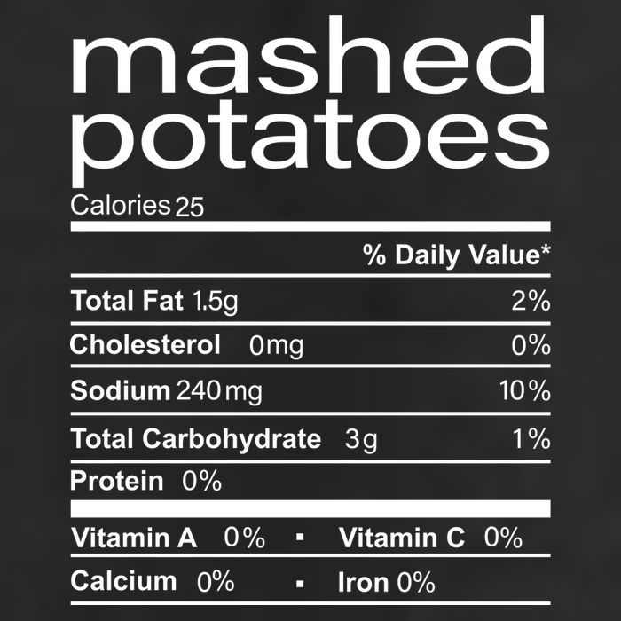 Mashed Potato Nutritional Facts Funny Thanksgiving 7 Panel Mesh Trucker Snapback Hat