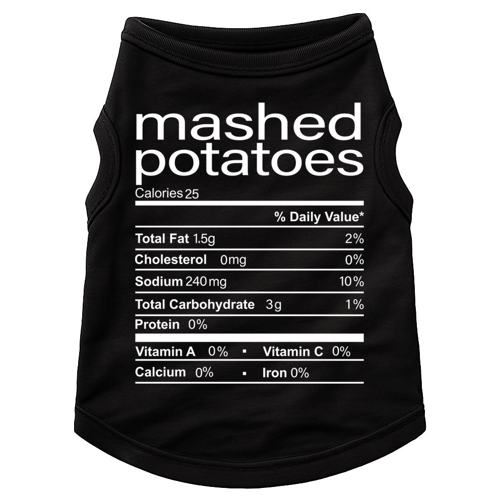 Mashed Potato Nutritional Facts Funny Thanksgiving Doggie Tank