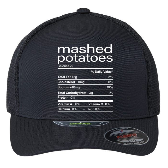 Mashed Potato Nutritional Facts Funny Thanksgiving Flexfit Unipanel Trucker Cap