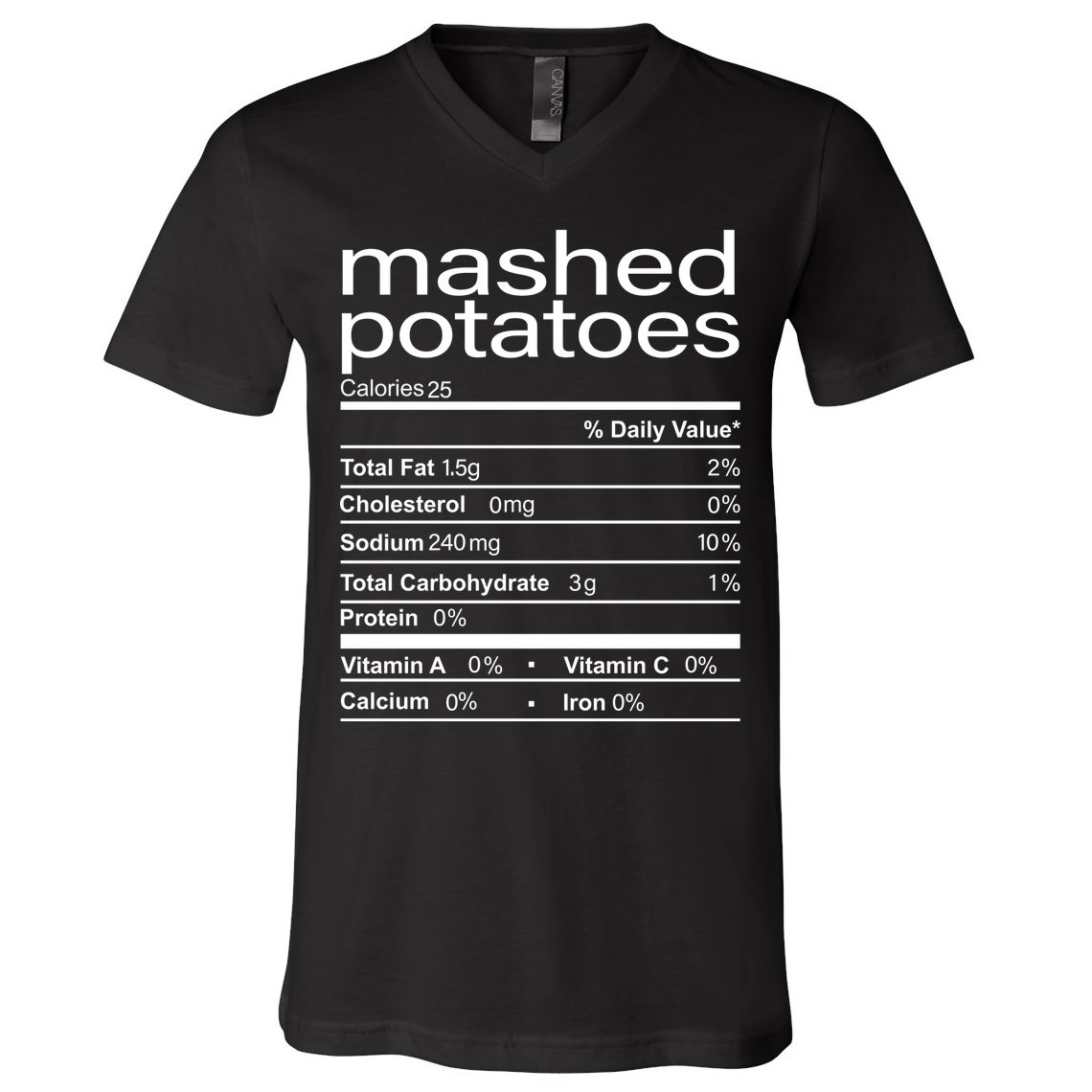 Mashed Potato Nutritional Facts Funny Thanksgiving V-Neck T-Shirt