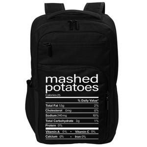 Mashed Potato Nutritional Facts Funny Thanksgiving Impact Tech Backpack