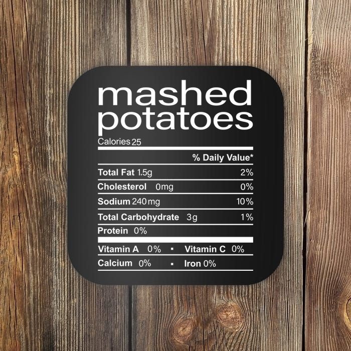 Mashed Potato Nutritional Facts Funny Thanksgiving Coaster