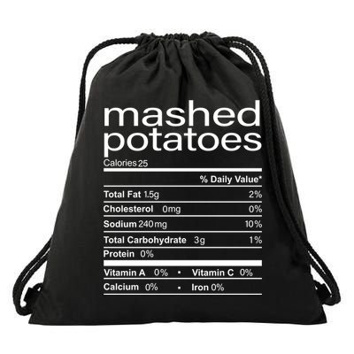 Mashed Potato Nutritional Facts Funny Thanksgiving Drawstring Bag
