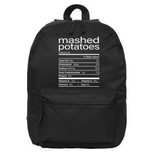 Mashed Potato Nutritional Facts Funny Thanksgiving 16 in Basic Backpack