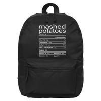 Mashed Potato Nutritional Facts Funny Thanksgiving 16 in Basic Backpack