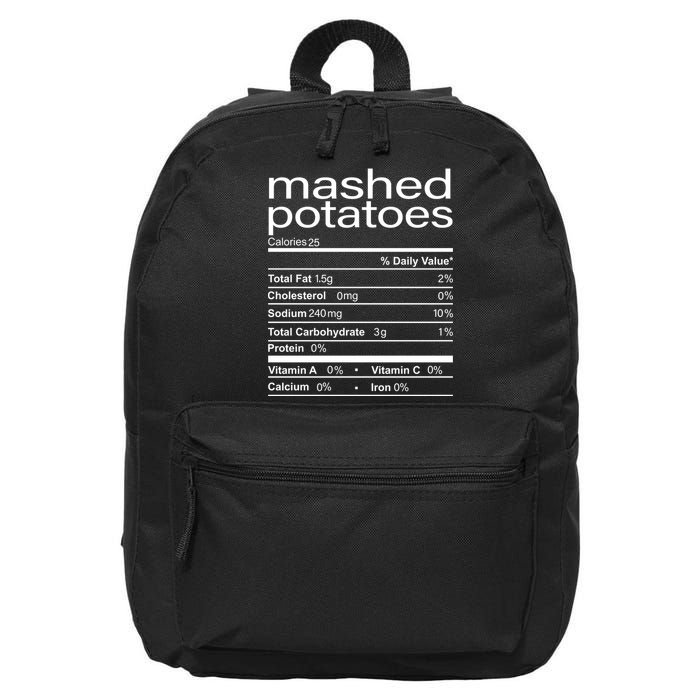 Mashed Potato Nutritional Facts Funny Thanksgiving 16 in Basic Backpack