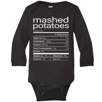 Mashed Potato Nutritional Facts Funny Thanksgiving Baby Long Sleeve Bodysuit