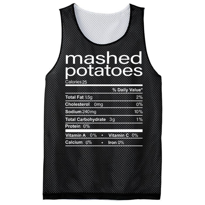 Mashed Potato Nutritional Facts Funny Thanksgiving Mesh Reversible Basketball Jersey Tank