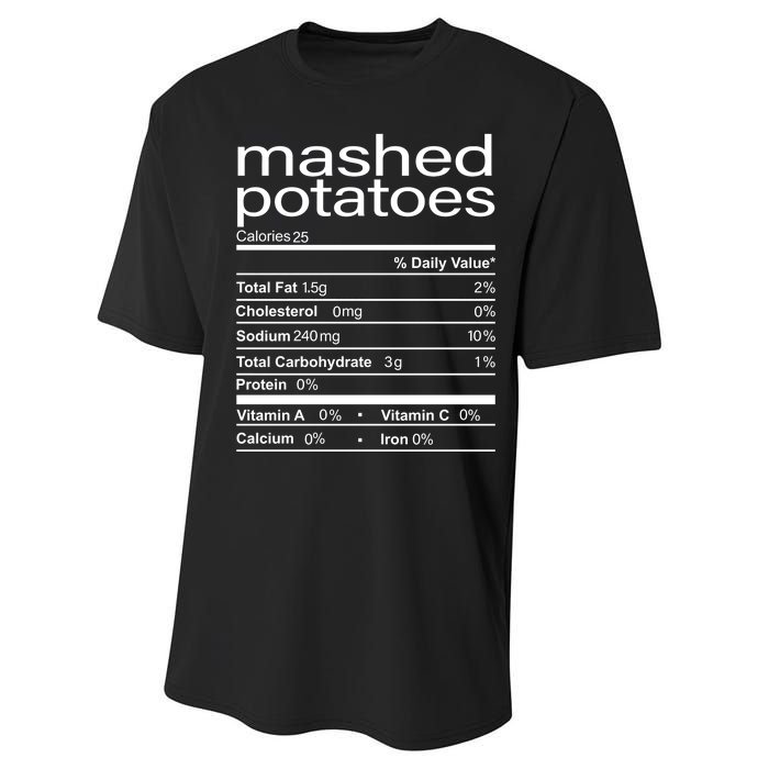 Mashed Potato Nutritional Facts Funny Thanksgiving Performance Sprint T-Shirt