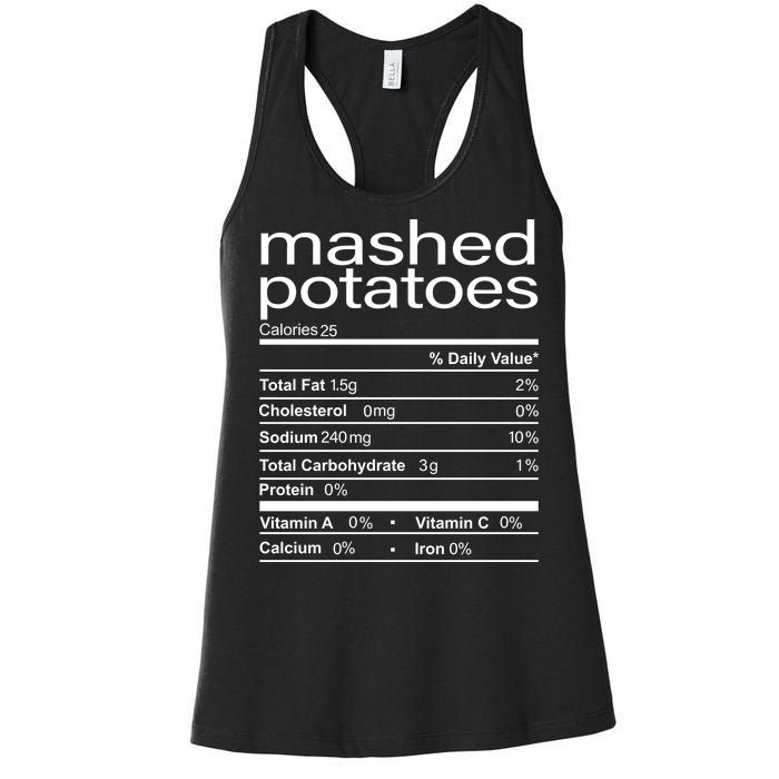 Mashed Potato Nutritional Facts Funny Thanksgiving Women's Racerback Tank