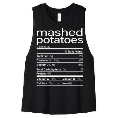 Mashed Potato Nutritional Facts Funny Thanksgiving Women's Racerback Cropped Tank