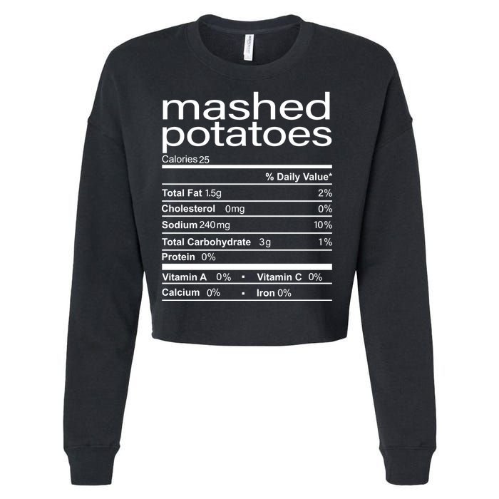 Mashed Potato Nutritional Facts Funny Thanksgiving Cropped Pullover Crew