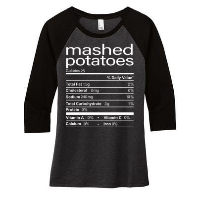 Mashed Potato Nutritional Facts Funny Thanksgiving Women's Tri-Blend 3/4-Sleeve Raglan Shirt