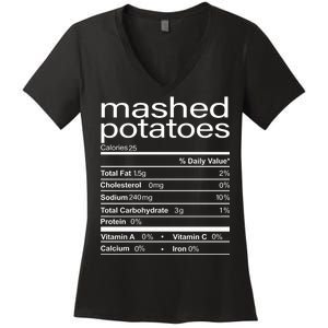 Mashed Potato Nutritional Facts Funny Thanksgiving Women's V-Neck T-Shirt