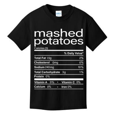 Mashed Potato Nutritional Facts Funny Thanksgiving Kids T-Shirt