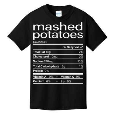 Mashed Potato Nutritional Facts Funny Thanksgiving Kids T-Shirt