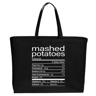 Mashed Potato Nutritional Facts Funny Thanksgiving Cotton Canvas Jumbo Tote