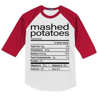 Mashed Potato Nutritional Facts Funny Thanksgiving Kids Colorblock Raglan Jersey