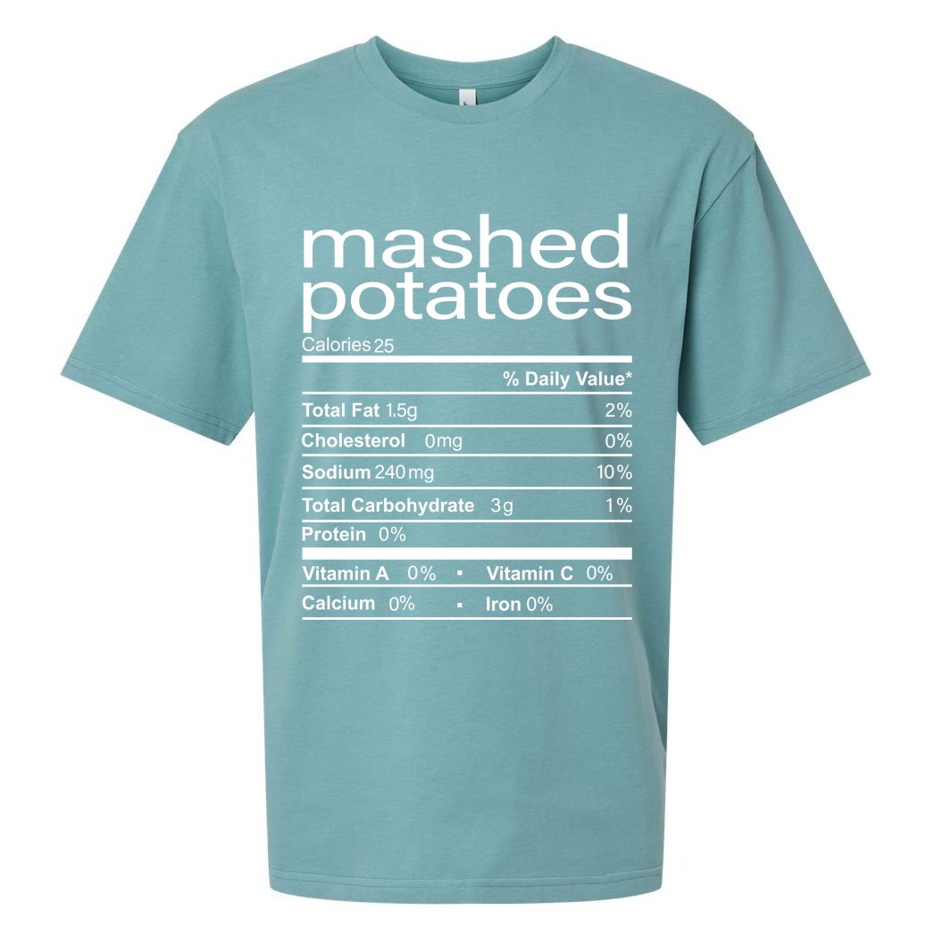 Mashed Potato Nutritional Facts Funny Thanksgiving Sueded Cloud Jersey T-Shirt