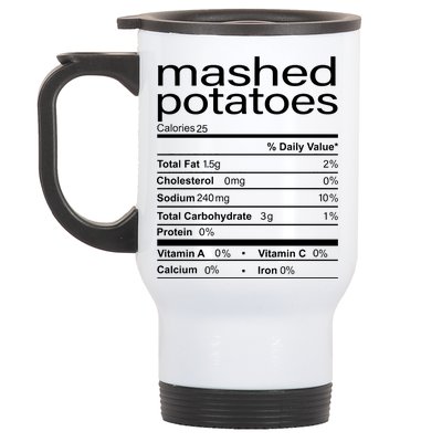 Mashed Potato Nutritional Facts Funny Thanksgiving Stainless Steel Travel Mug