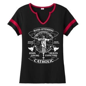 Mass Attending Catholic  Ladies Halftime Notch Neck Tee