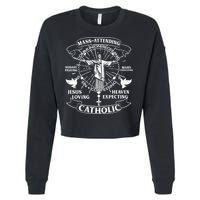 Mass Attending Catholic  Cropped Pullover Crew