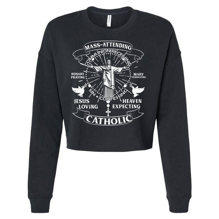 Mass Attending Catholic  Cropped Pullover Crew