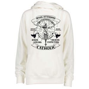 Mass Attending Catholic  Womens Funnel Neck Pullover Hood