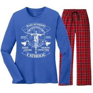 Mass Attending Catholic  Women's Long Sleeve Flannel Pajama Set 