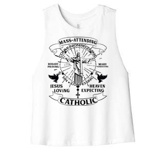 Mass Attending Catholic  Women's Racerback Cropped Tank