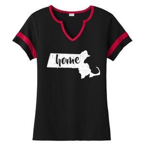 Massachusetts Home State Ladies Halftime Notch Neck Tee