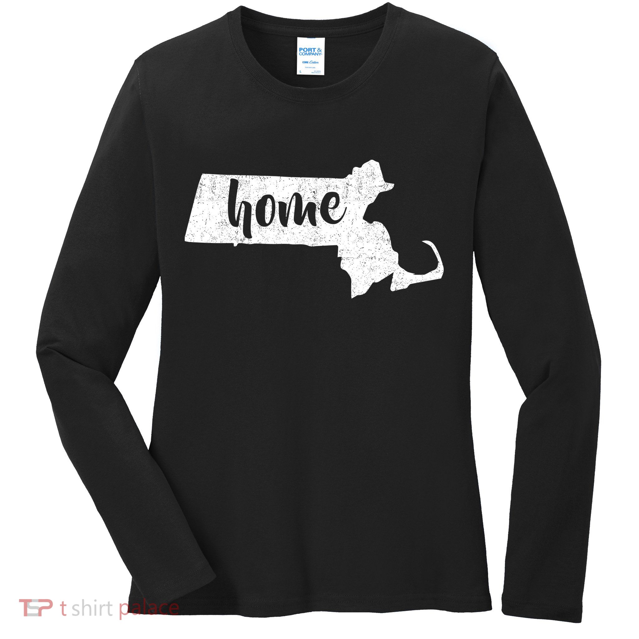 Massachusetts Home State Ladies Long Sleeve Shirt