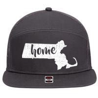 Massachusetts Home State 7 Panel Mesh Trucker Snapback Hat