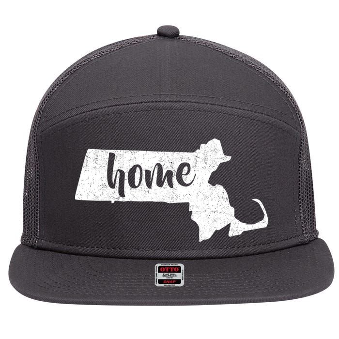 Massachusetts Home State 7 Panel Mesh Trucker Snapback Hat