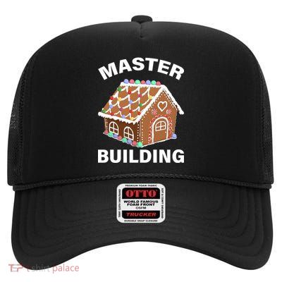 Master Builder Gingerbread House Funny Christmas High Crown Mesh Back Trucker Hat