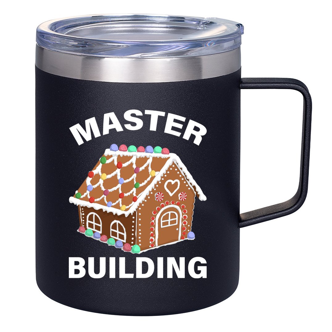 Master Builder Gingerbread House Funny Christmas 12oz Stainless Steel Coffee Mug